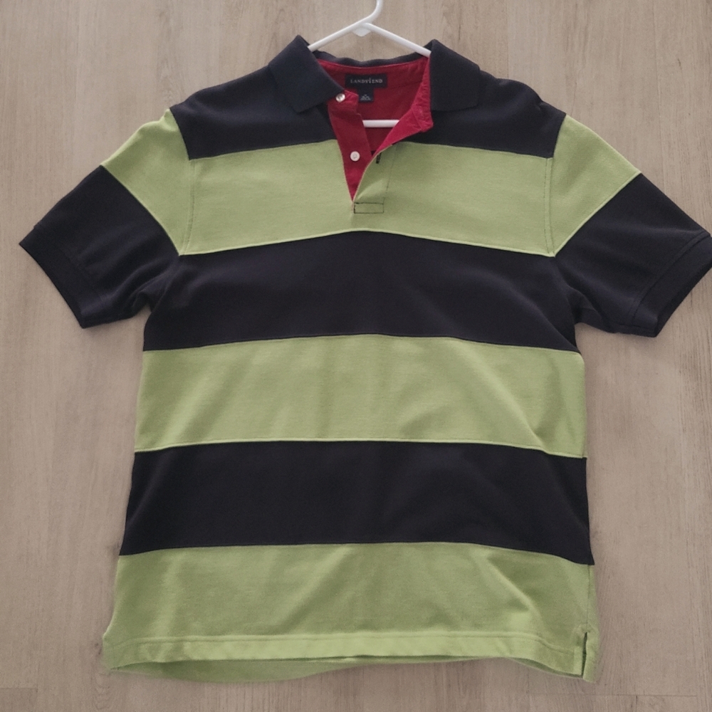 LANDS END Polo Striped Shirts - Medium